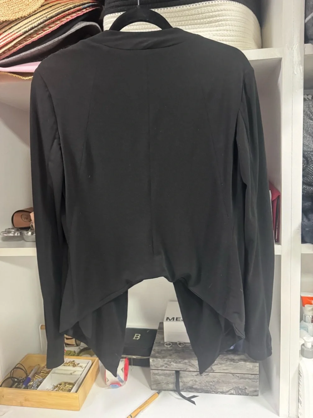 Gianni Bini Black Embroidered Floral Blazer Open Front Chic Jacket M - Picture 3 of 3